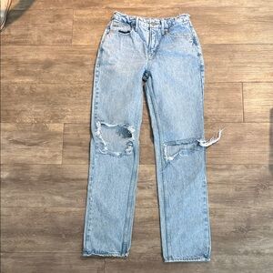Good American Light Blue Distressed Straight Leg Jeans